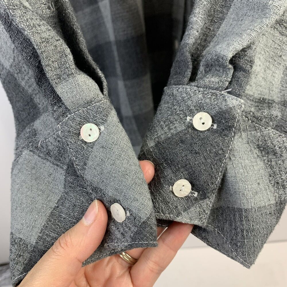 Saints & Hearts Size S / M Tunic Shirt Linen Blend Plaid Ombre Overdye Oversized - Picture 7 of 11